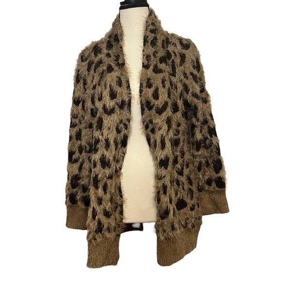 Oliver Eyelash Extra Soft Cardigan, Animal Print, Brown & Tan, Size: Large - Picture 1 of 4